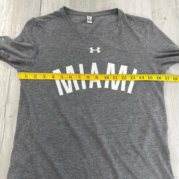Under Armour Heat Gear Charged Loose Fit Gray Short Sleeve Miami T-Shirt Small - Picture 7 of 8